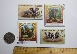 Elephant Recycled Postage Stamp Magnet Set #J41