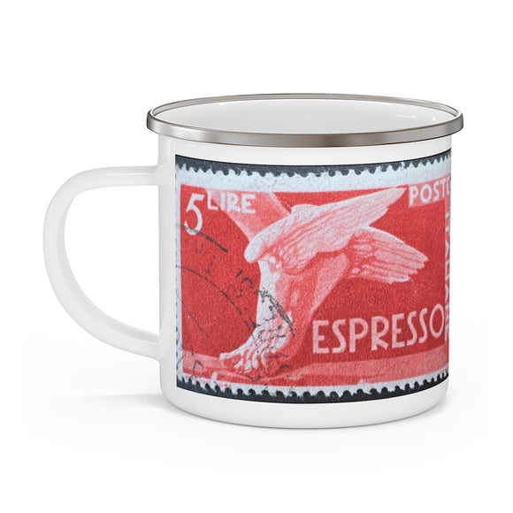 Italian Espresso - Cup of Italy Vintage Postage Stamp Enamel Camping Mug