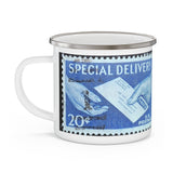 Special Delivery Vintage Postage Stamp Enamel Camping Mug