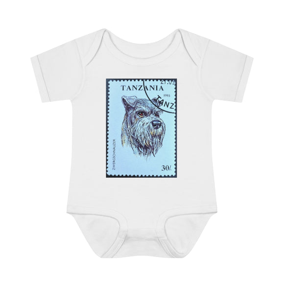 Schnauzer Dog Stamp Baby Onesie
