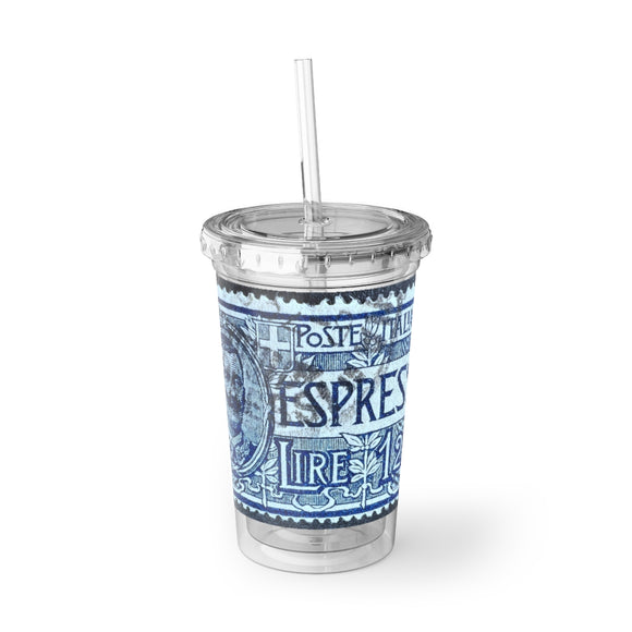 Espresso Blue Stamp Acrylic Cup