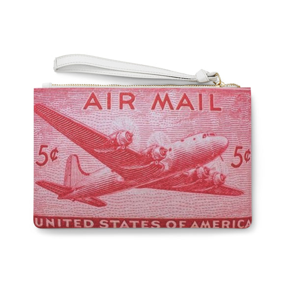 Air Mail Red Plane Clutch Bag