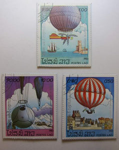 Hot Air Balloon Recycled Postage Stamp Magnet Set #116