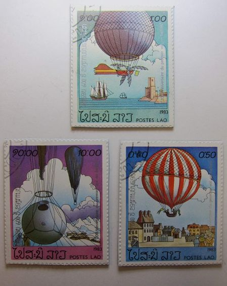 Hot Air Balloon Recycled Postage Stamp Magnet Set #116