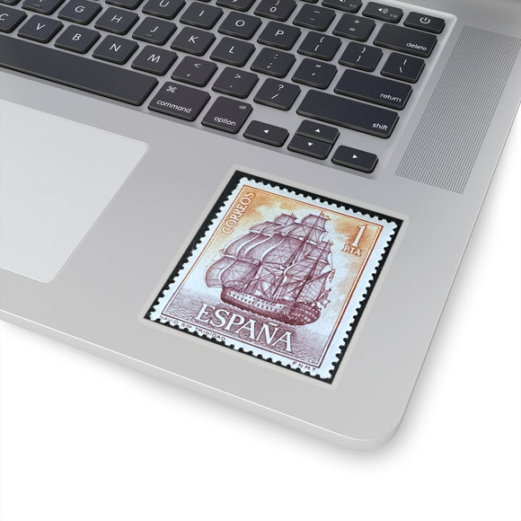 Ship at Sunset Stamp Sticker