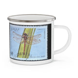 Dragonfly Insect Vintage Postage Stamp Enamel Camping Mug