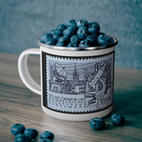 Microscope Stamp Enamel Mug