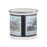 Dinosaurs - The Age of Reptiles Vintage Postage Stamp Enamel Camping Mug