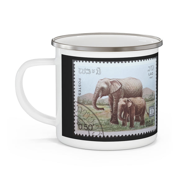 Elephant & Baby Stamp Enamel Mug