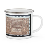 Indian Centennial 1948 Vintage Postage Stamp Enamel Camping Mug