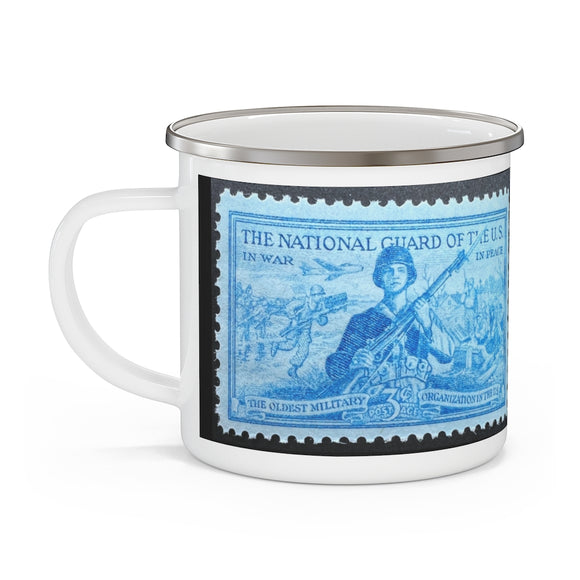 National Guard Vintage Postage Stamp Enamel Camping Mug