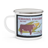 Nebraska State Vintage Postage Stamp Enamel Camping Mug