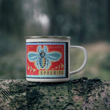 Bee Vintage Postage Stamp Enamel Camping Mug