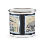 Brown Pelican Vintage Postage Stamp Enamel Camping Mug