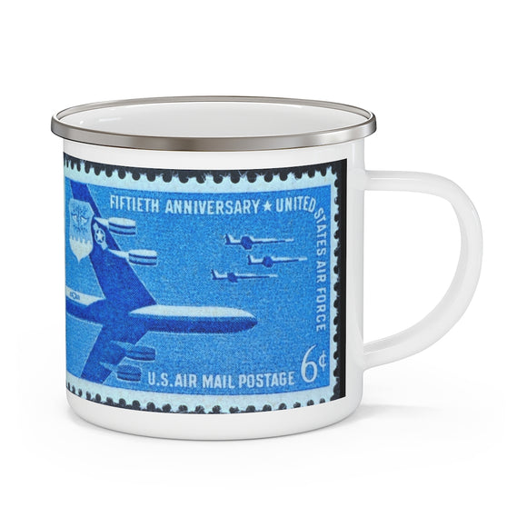 Air Force Vintage Postage Stamp Enamel Camping Mug