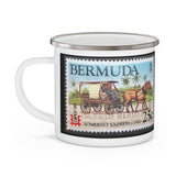 Horse & Carriage Bermuda Stamp Enamel Mug