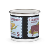 Nebraska State Vintage Postage Stamp Enamel Camping Mug