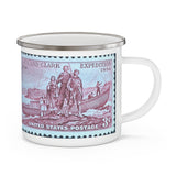 Lewis & Clark Expedition 1954 USA Vintage Postage Stamp Enamel Camping Mug