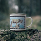 Bighorn Sheep Vintage Postage Stamp Enamel Camping Mug