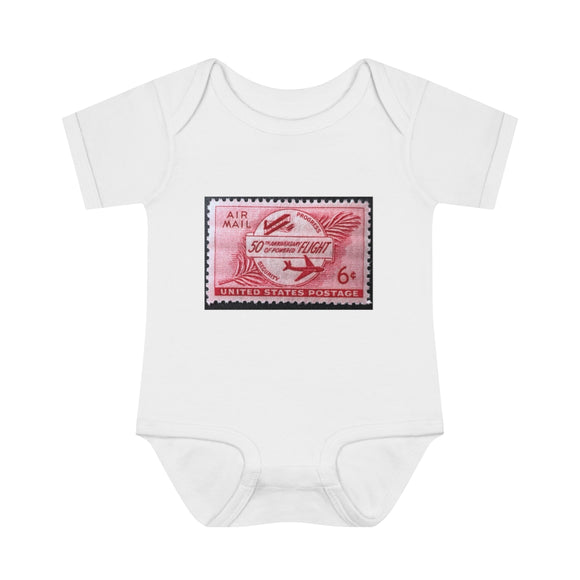 Air Mail Flight Stamp Baby Onesie