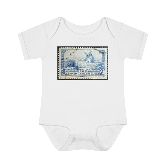 Windmill Stamp Baby Onesie