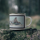 Fur Seal Vintage Postage Stamp Enamel Camping Mug