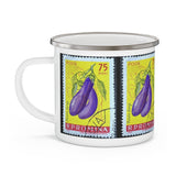 Eggplant Vegetables - Romania Vintage Postage Stamp Enamel Camping Mug