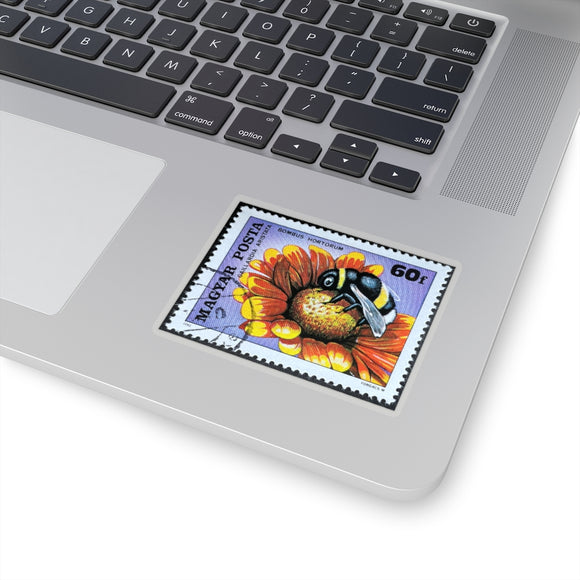 Bee on Flower Stamp Sticker