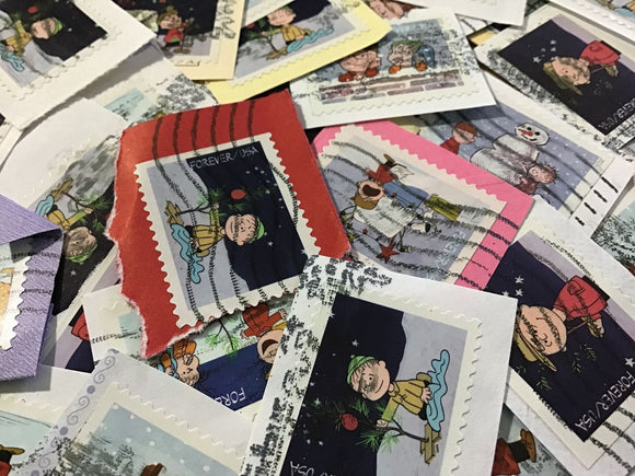 Peanuts Snoopy Christmas postage stamps