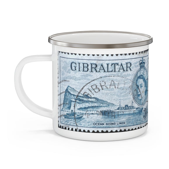 Gibraltar Vintage Postage Stamp Enamel Camping Mug