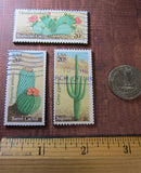 Cactus Desert Plant Recycled Postage Stamp Magnet Set #503B