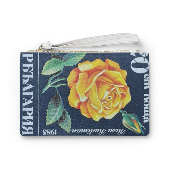 Yellow Rose Flower Clutch Bag