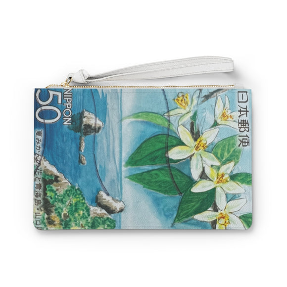 Japan Coastline Stamp Clutch Bag