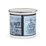 Fisherman Fishing Vintage Postage Stamp Enamel Camping Mug