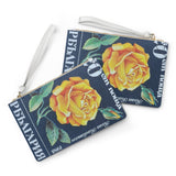 Yellow Rose Flower Clutch Bag