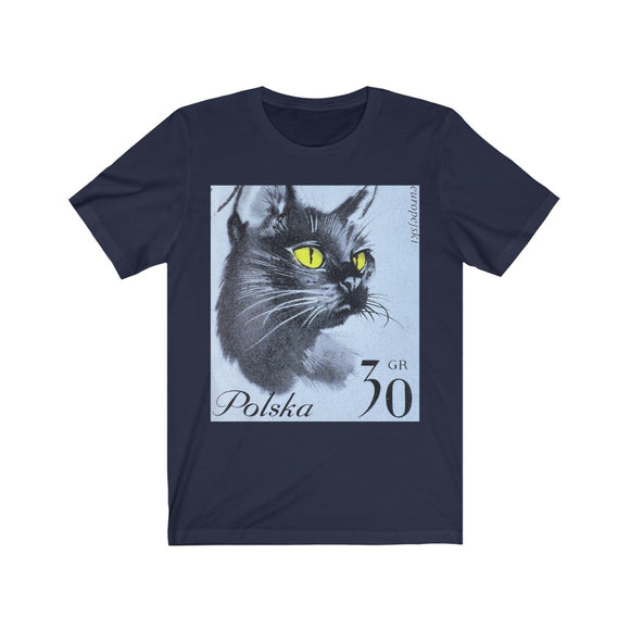 Black Cat Poland Stamp T-shirt