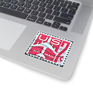 Red Air Mail Stamp Sticker