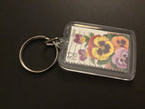 Pansy Flower Keychain