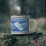 Special Delivery Vintage Postage Stamp Enamel Camping Mug