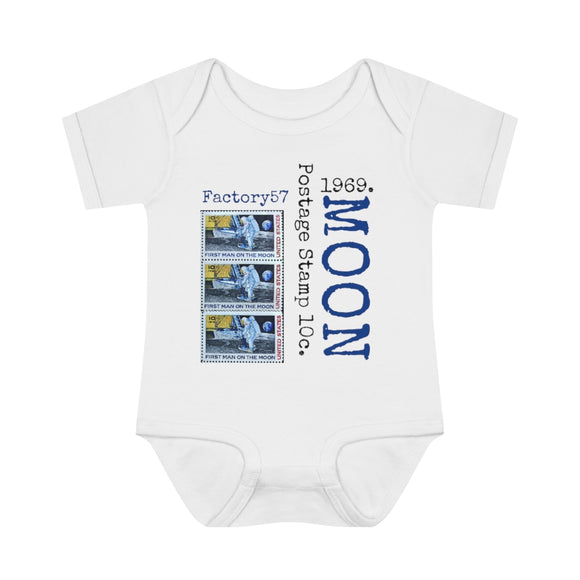 Space, First Man on the Moon 1969 Postage Stamp - Infant Baby Rib Bodysuit 0M - 24Mo