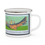 Haida Ceremonial Canoe Vintage Postage Stamp Enamel Camping Mug