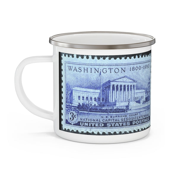 U.S. Supreme Court 1950 USA Vintage Postage Stamp Enamel Camping Mug