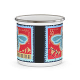 Bee Vintage Postage Stamp Enamel Camping Mug