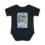 Welsh Corgi Dog Stamp Baby Onesie
