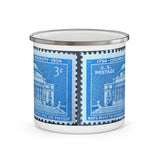 Columbia University 1954 vVintage Postage Stamp Enamel Camping Mug
