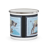 Bighorn Sheep Vintage Postage Stamp Enamel Camping Mug