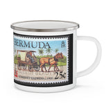 Horse & Carriage Bermuda Stamp Enamel Mug