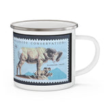 Bighorn Sheep Vintage Postage Stamp Enamel Camping Mug