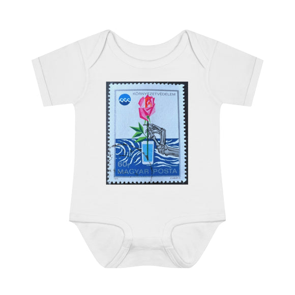 Skeleton Rose Stamp Baby Onesie