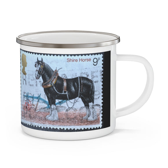 Shire Horse - United Kingdom Vintage Postage Stamp Enamel Camping Mug